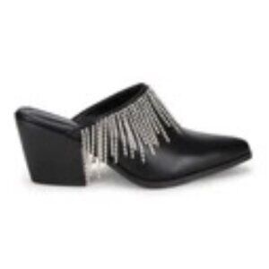 Azalea Wang Slip on boots with Rhinestone Fringe, 8.5, NEVER WORN